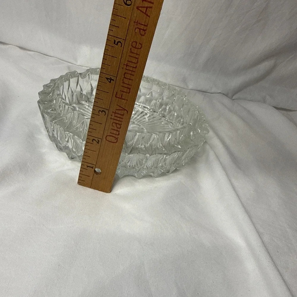 Vintage Heavy Crystal Clear Cut Glass Cigar Cigarette Ashtray Made in Italy